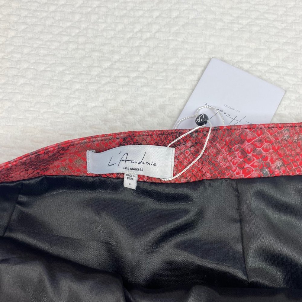 NWT L'ACADEMIE Serpent Reptile Leather Skirt Womens Size Small Lined - Picture 5 of 9